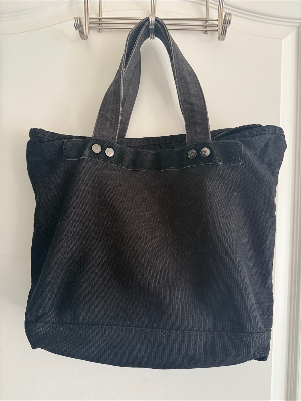 Marc Jacobs Black Canvas Messenger Tote with Logo Front - Picture 3 of 7